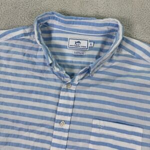 Southern‎ Tide Shirt Mens XL White Blue Striped Classic Short Sleeve Button-Down